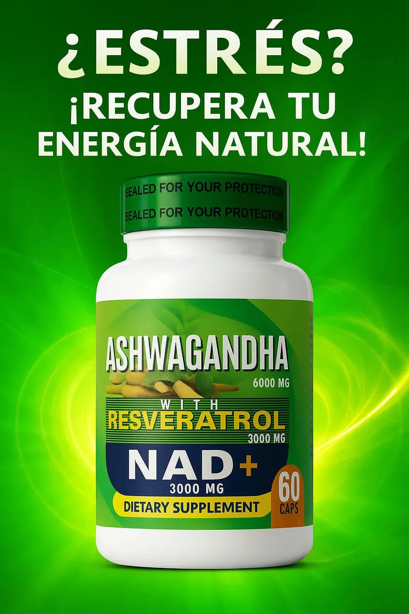 Ashwagandha 6000 + Resveratrol 3000 (antioxidante y energía)