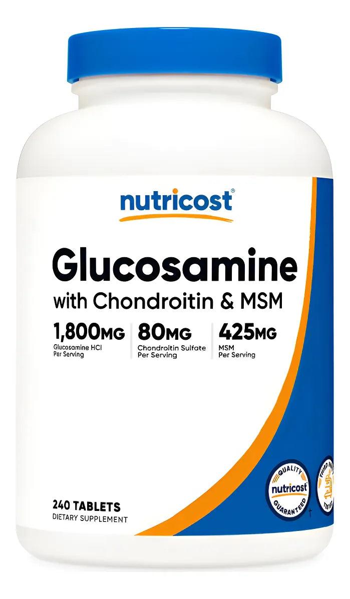 Glucosamina 1800mg + Condroitina + MSM | 240 Tabletas | Suplemento para Articulaciones – Nutricost®