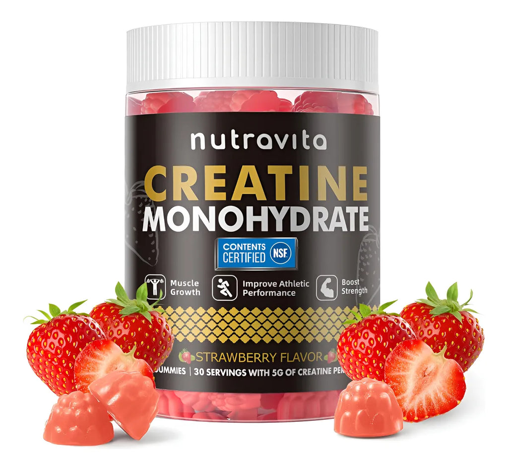 Creatina Monohydrate Nutravita 120 Gomitas Sin Azúcar Fresa
