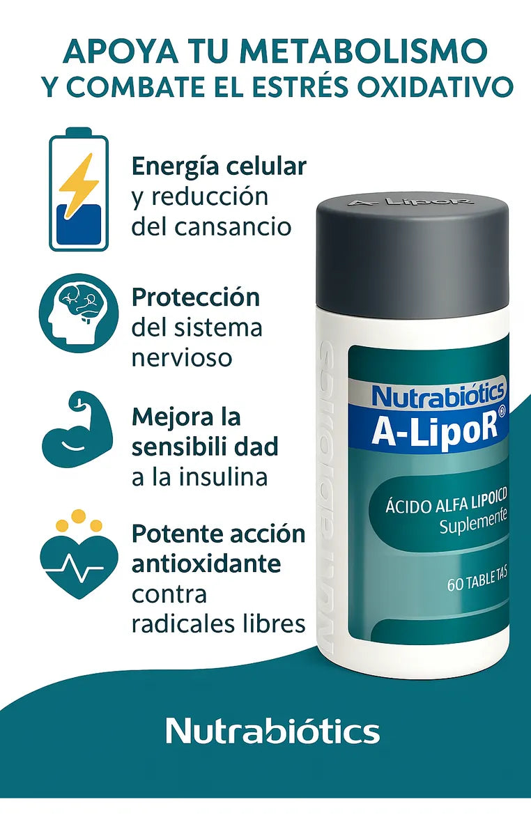 A‑lipor Ácido Alfa Lipoico 600 mg Nutrabiotics (60 cápsulas)