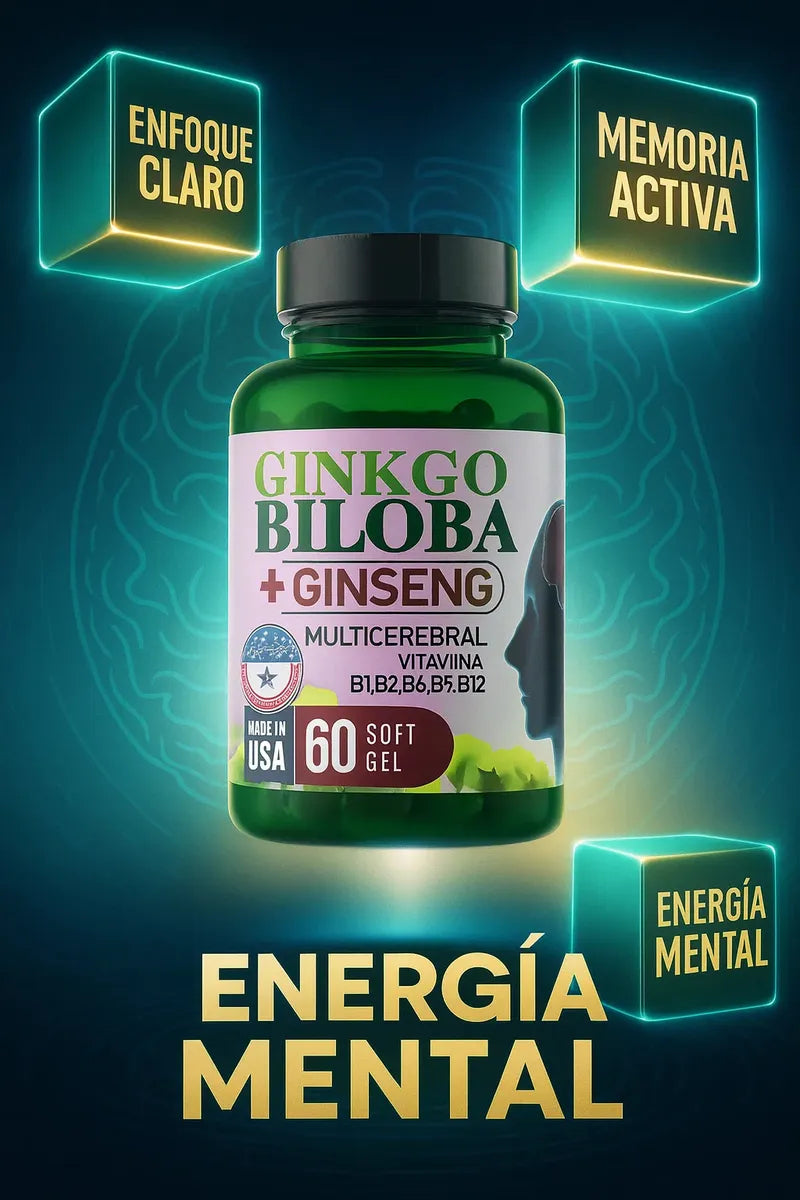Ginkgo Biloba + Ginseng Multicerebral Vitam B1,b2,b6,b9,b12 Sin Sabor