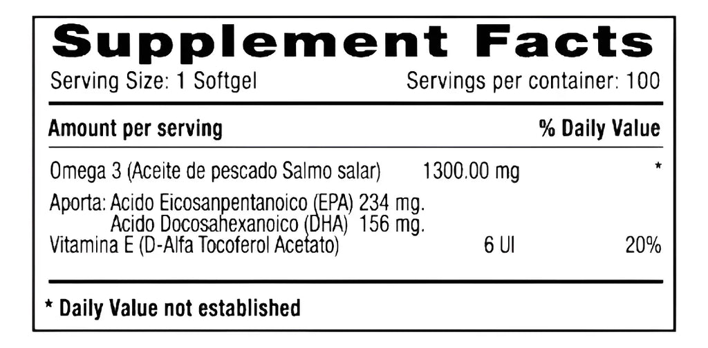 Omega‑3 EPA + DHA 1300 mg (aceite de salmón)