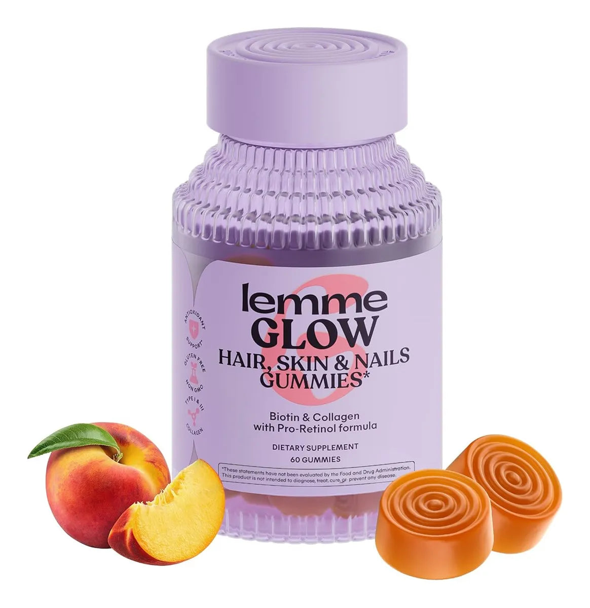 Lemme Glow Gummies – Pelo, Piel & Uñas Saludables | Colágeno, Biotina y Vitaminas | 60 Días