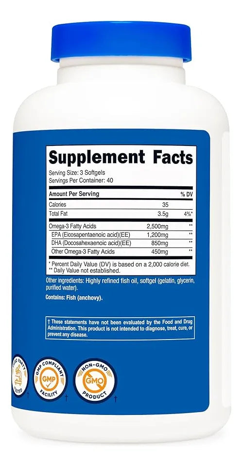 Omega‑3 2500 mg Nutricost (120 softgels),