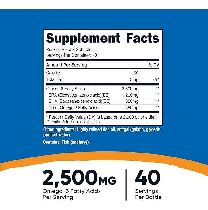 Omega‑3 2500 mg Nutricost (120 softgels),