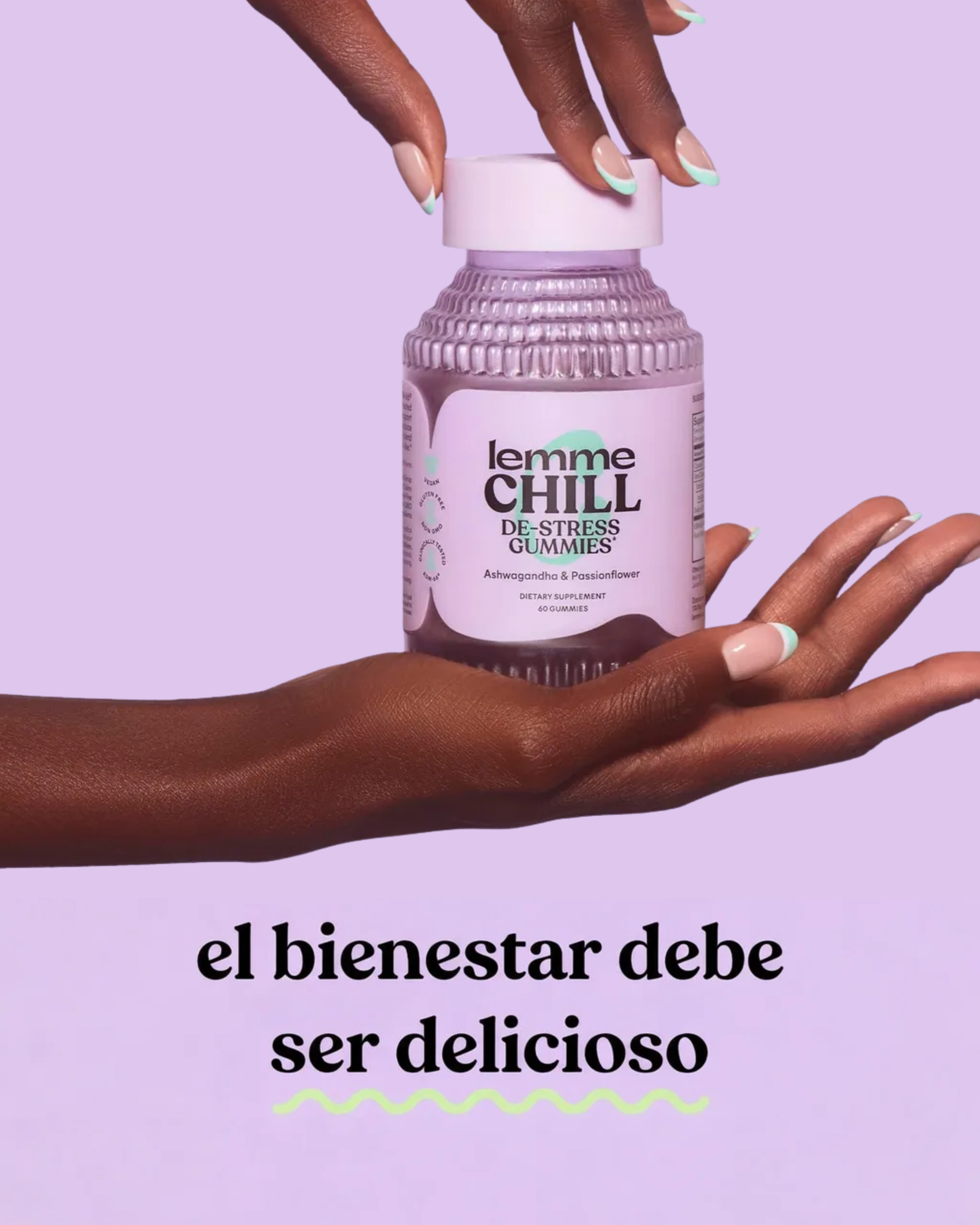 Lemme Chill Gummies – Gomitas Anti‑Estrés | Ashwagandha, Pasiflora & Extractos Botánicos | 60 Gomitas