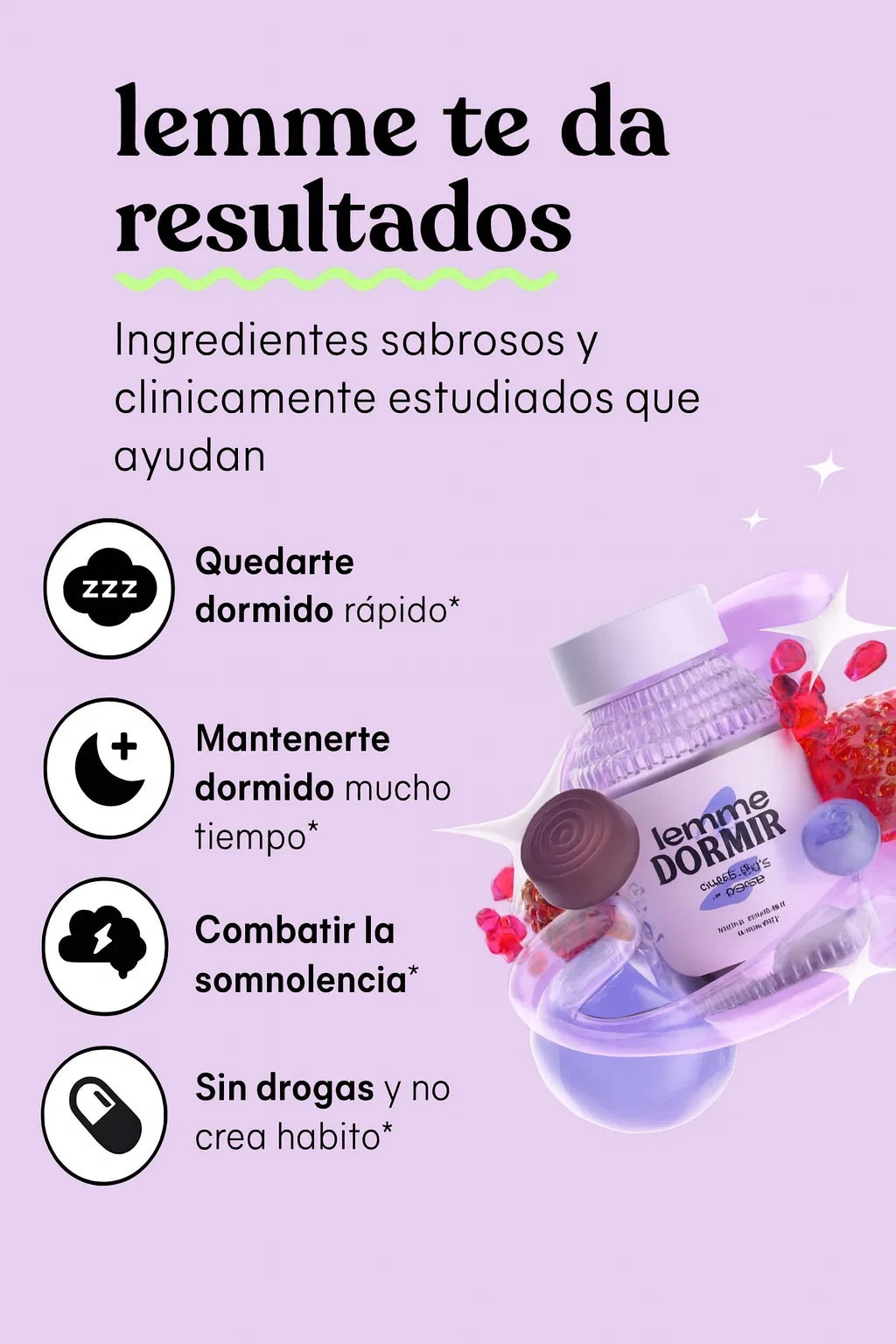 Lemme Sleep Melatonina-magnesio-sauco-manzanilla Gomitas X60 Frutos Rojos